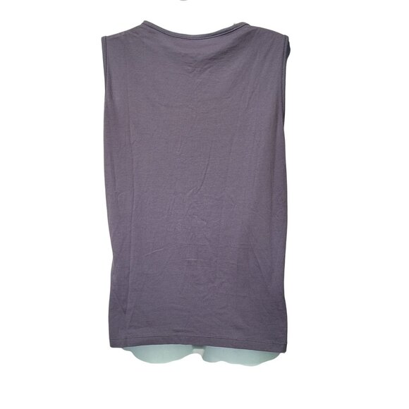 Chicos Purple Sequin Tank Top S Jersey Cotton Blend Sleeveless Scoop Neck Sparkl - Picture 2 of 9